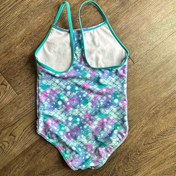 Girls SPEEDO Mermaid 1pc Swimsuit M Blue Green - Picture 3 of 8